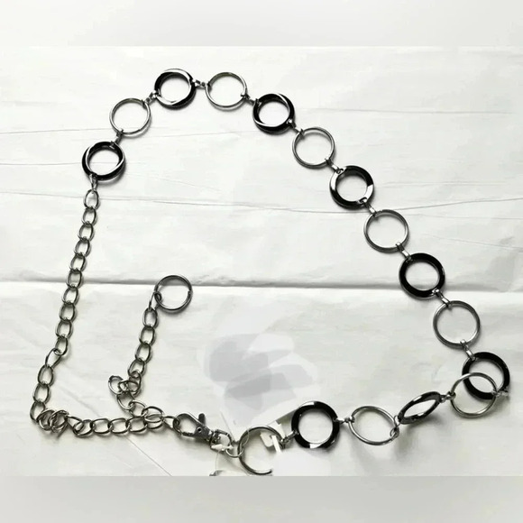 Silver Tone Gun Metal Gray Circle Chain Link - Picture 9 of 12